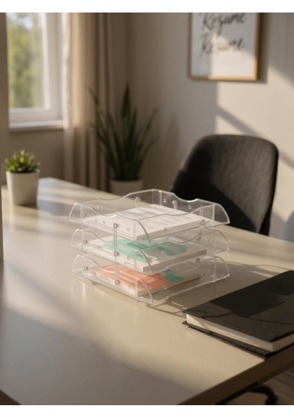 8808 Hareketli Evrak Rafı 3 Katlı Şeffaf