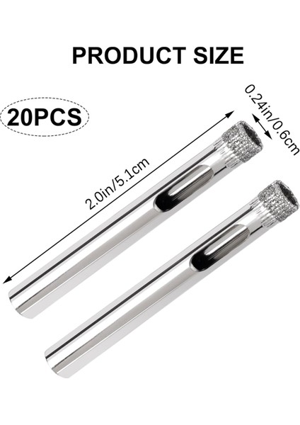 20 Paket Elmas Matkap Ucu Seti 6mm (1/4inch) Cam Porselen Seramik Karo Mermer Için Küçük Elmas Delik Testere Kiti (Yurt Dışından) modelleri