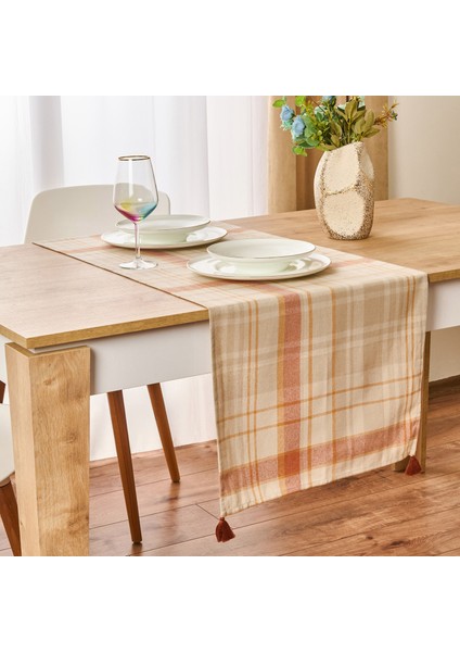 Myhome Ekose Runner - Ekru / Kiremit - 45X150 cm