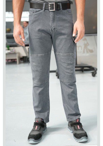 Iş Pantolonu Kot Kumaş Titan Flex Model Gri