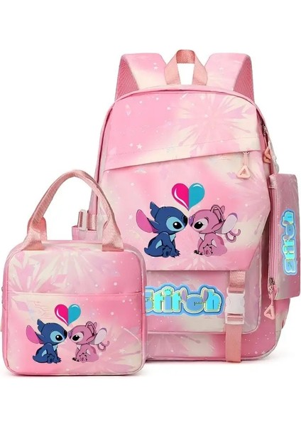 Lilo ve Stitch Kids Kitap Çantası Erkek Kız Okul Çantaları 3pcs Set Öğrenciler Sırt Çantası Öğle Yemeği Okul Çantası Gençler Mochilascolor: Resim ile Aynı (Yurt Dışından)