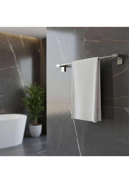 Krom Gümüş Metal Uzun Havluluk 49 cm Duvara Monte Vidalı Lüks Banyo Asma Askı Çubuk Tasarım modelleri