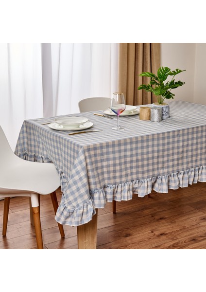 Myhome Caddy Masa Örtüsü - Ekru / Mavi - 150X200 cm