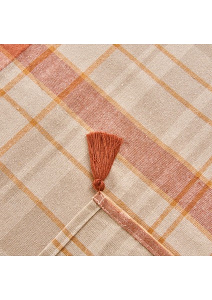 Myhome Ekose Masa Örtüsü - Ekru / Kiremit - 150X200 cm fırsatları