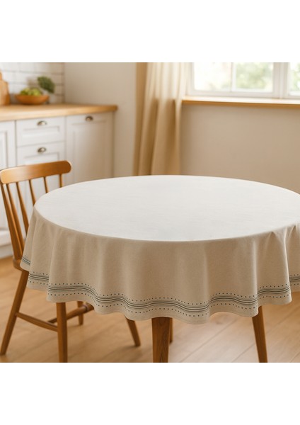Soft Nova Yuvarlak Masa Örtüsü - Ekru - 150X150 cm