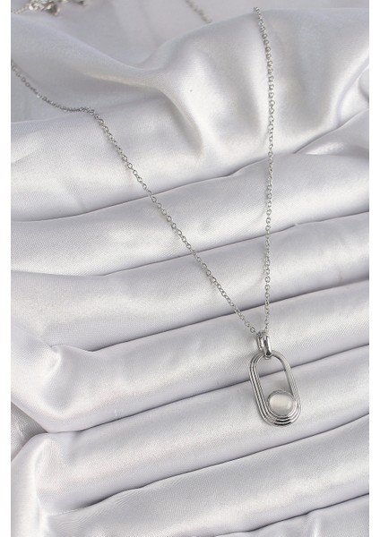 316L Çelik Gümüş Renk Zincir Beyaz Kedi Göz Model Kadın Kolye - TJ-BKO9612 fırsatları