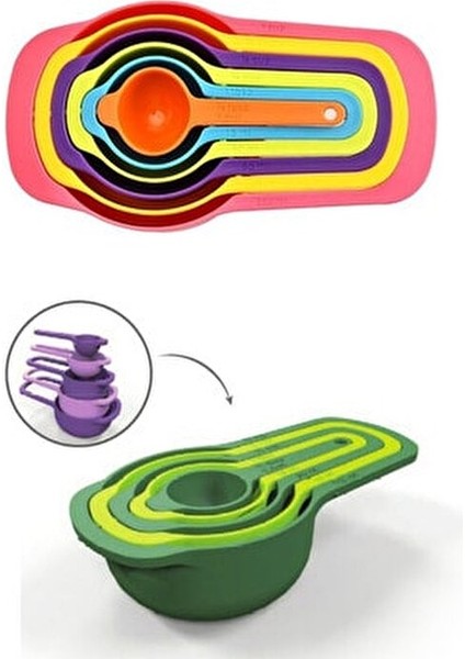 Pratik Ölçü Kaşığı Seti 5 Adet Melamin Malzeme ile Renkli Ölçüm Kolaylığı