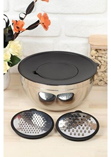 Pratico 5 Parça Rendeli Karıştırma Kabı 24 cm Paslanmaz Çelik Malzeme ile Şık Tasarım fırsatları