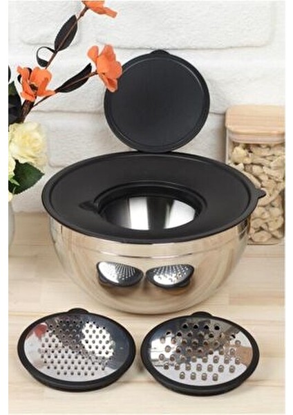 Pratico 5 Parça Rendeli Karıştırma Kabı 24 cm Paslanmaz Çelik Malzeme ile Şık Tasarım indirimleri