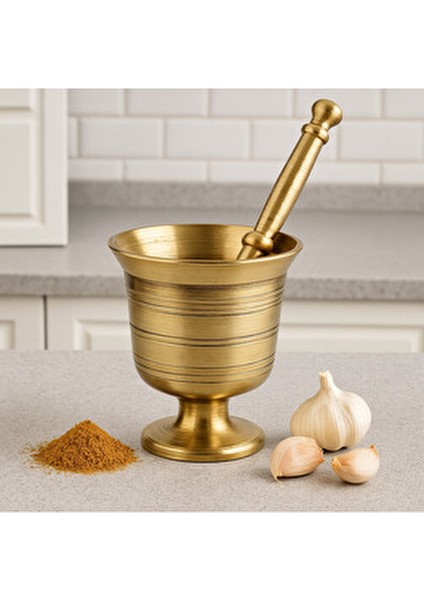 Pirinç Havan El Yapımı Bakır Mutfak Gereci 9.5 cm Ağız Çapı ile Şık Tasarım indirimleri