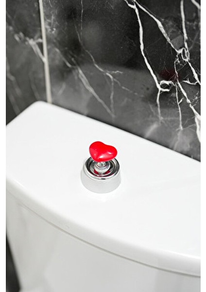 Kalp Tasarımlı Klozet Basma Buton Düğmesi Kulp Kolay Montaj 1 Adet