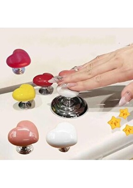 Kalp Tasarımlı Klozet Basma Buton Düğmesi Kulp Kolay Montaj 1 Adet