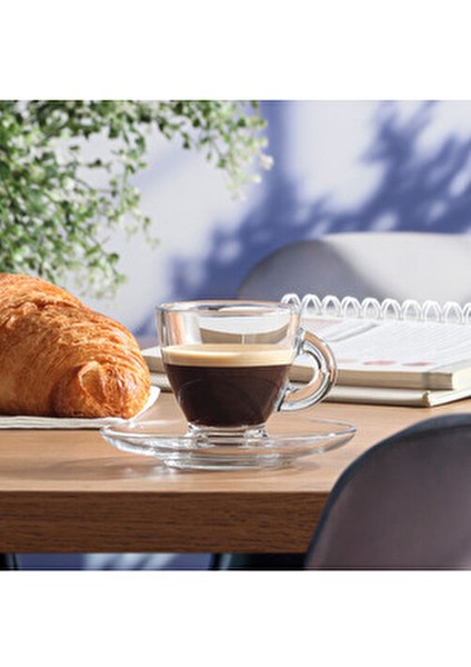 Roma Türk Kahve Fincan Çay Seti 12 Parça Şeffaf Cam Kulplu Desensiz Tasarım modelleri