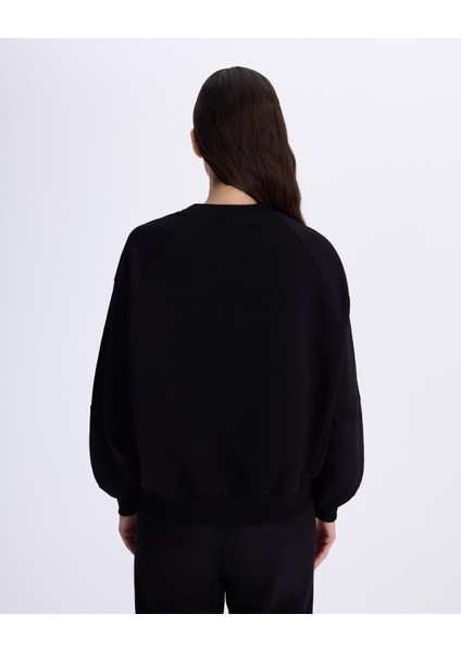 Authentic Angely Kadın Siyah Comfort Fit Sweatshirt