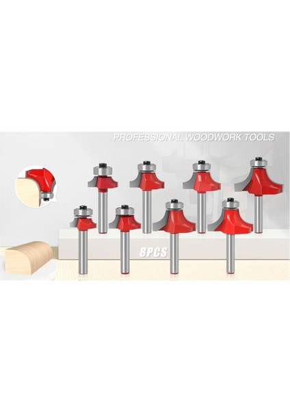 8pc 1/4inch 6 35MM Saf Freze Kesici Oyma Köşe Yuvarlak Yönlendirici Bit Ahşap Kenar Ahşap Işleme Değirmeni Klasik Cutte (Yurt Dışından) fiyatları