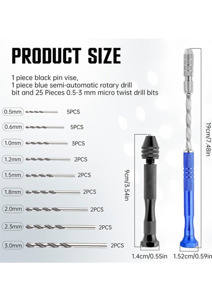 Reçine Döküm Için 25PC 0 5-3 mm Küçük Metal Manuel Matkap Bitleri ile Mikro Tip Pim Arası Mengene ve Bükülme Handdlill Rottery Aracı (Yurt Dışından) modelleri