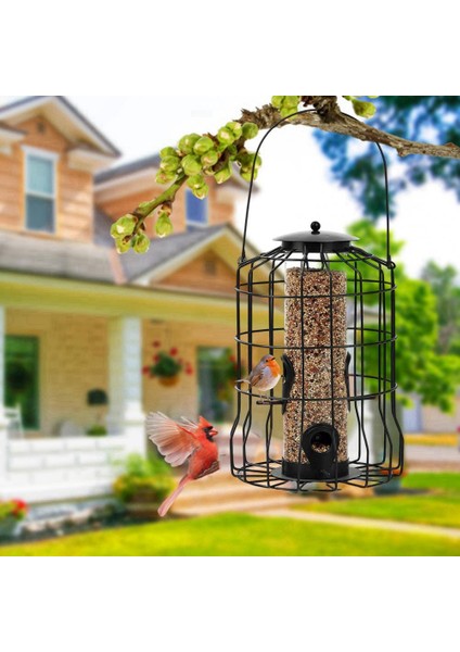 Kuş Caydırıcı Pas Koşullu Asma Kuş Besleyici Kafesi Bahçe Arka Bahçesi Sincap Korumalı Yabani Kuş Besleyici Yeşil (Yurt Dışından) fiyatları