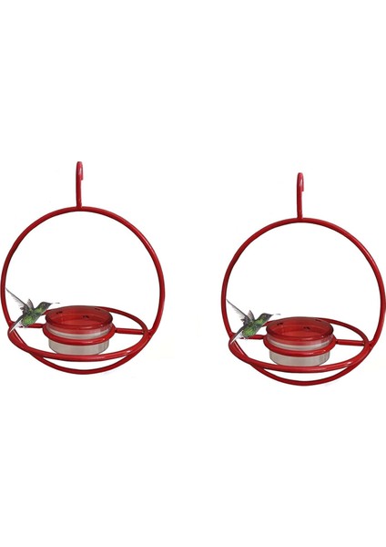 Dairesel Asma Kuş Besleyici, Metal Çerçeveli Kırmızı Plastik Kase ile İstiflenebilir Asma Humming Kuş Besleyici 2 PCS (Yurt Dışından)