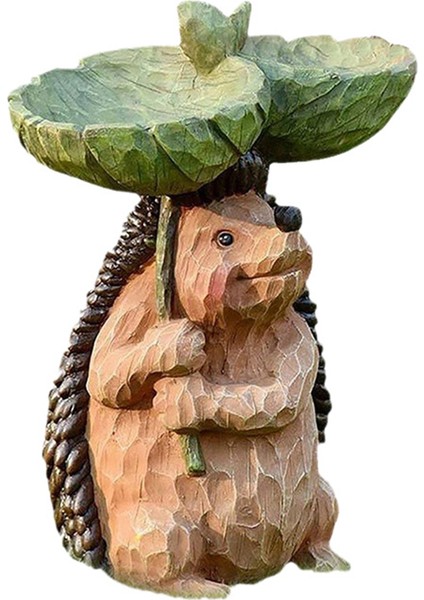 Reçine Heykel Kuş Besleyicileri, Oyma Reçine Kuş Banyosu, Açık Ev El Sanatları Reçine Avlu Çim Süslemeleri Dekor Heykel C (Yurt Dışından)