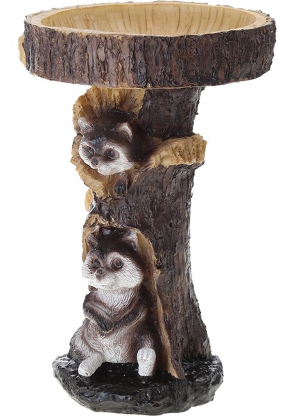 Reçine heykel kuş besleyicileri, oyma reçine kuş banyosu, açık ev el sanatları reçine bahçesi çim dekorasyonları dekor heykel D (Yurt Dışından)