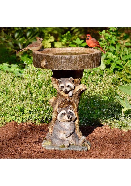 Reçine heykel kuş besleyicileri, oyma reçine kuş banyosu, açık ev el sanatları reçine bahçesi çim dekorasyonları dekor heykel D (Yurt Dışından) indirimleri
