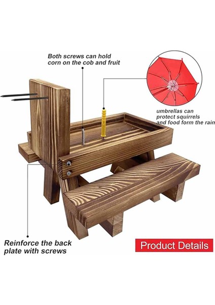 Sincap Besleyici Piknik Masası Şemsiye, Ahşap Sincap Besleyicileri Dışarı, Sevimli Sincap Besleyici+Katı Yapı B (Yurt Dışından)