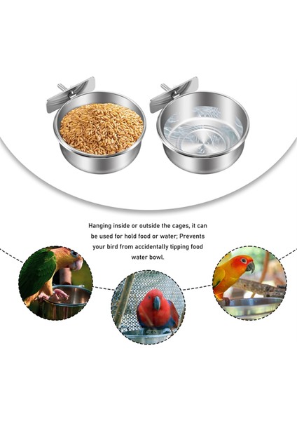 2 Paket Kuş Kafesi Gıda Suyu Dispenser Papağanı Yemek Yemeği Kuş Besleyici Kupası Kafes Için, Paslanmaz Çelik Kuş Gıda Tutucu Konteyner Macaws Ferret Perakeet Cockatiel Budgerigar (Yurt Dışından) indirimleri
