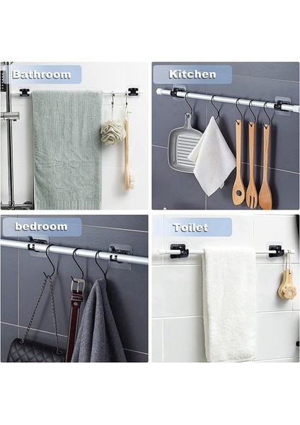Adet Kendinden Yapışkanlı Perde Çubuğu Braketi Delinmeyen Perde Çubuğu Klipsi Çivisiz Ayarlanabilir Duş Perdesi Çubuğu Askı Kancaları (Yurt Dışından) indirimleri
