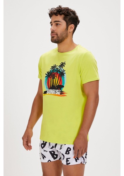 Ricardo Yeşil Baskılı Erkek Tişört