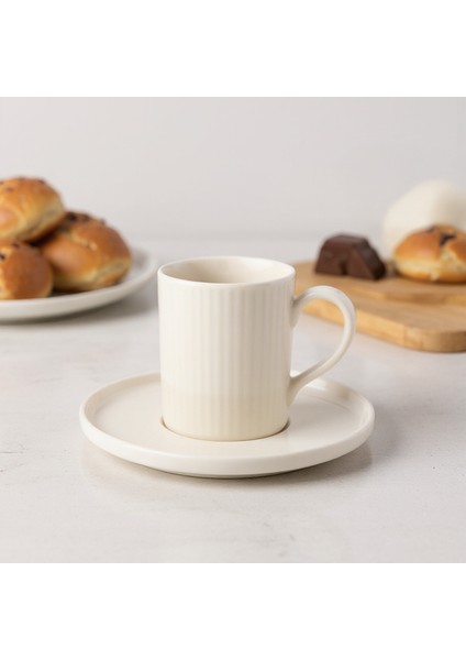 Icon 12 Parça Bone Porselen Kahve Fincan Takımı - Krem fırsatları