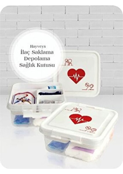 Ecza Kutusu Sağlık Ürünleri İçin Kapaklı Depolama Kutusu 11 cm Genişlik