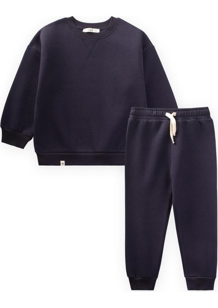 Basic Karyoka Detaylı Sweatshirt Takım 3-8 Yaş K Lacivert