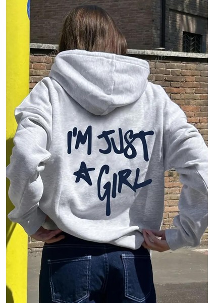 Just A Girls Sırt Baskılı Içi Pamuklu Unisex Kadın Sweatshirt