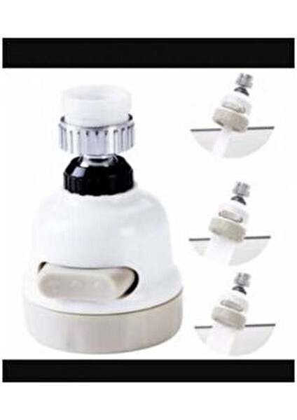 3 Fonksiyonlu Mutfak Musluk Ucu Su Tasarruflu Beyaz Renk Oynar Başlıklı fiyatları