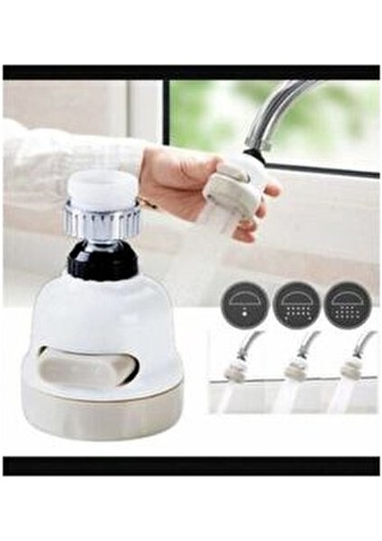 3 Fonksiyonlu Mutfak Musluk Ucu Su Tasarruflu Beyaz Renk Oynar Başlıklı fırsatları