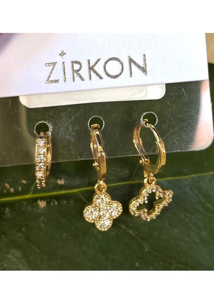 Gold Renk Lüks Gösterişli Figürlü Üçlü Küpe fiyatları