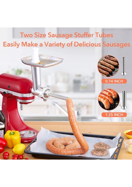 Kitchenaid Stand Mikseri Için Kıyma Makinesi Bıçakları, Sosis Doldurma Aksesuarları, Tüm Metal Kıyma Makinesi (Yurt Dışından) indirimleri