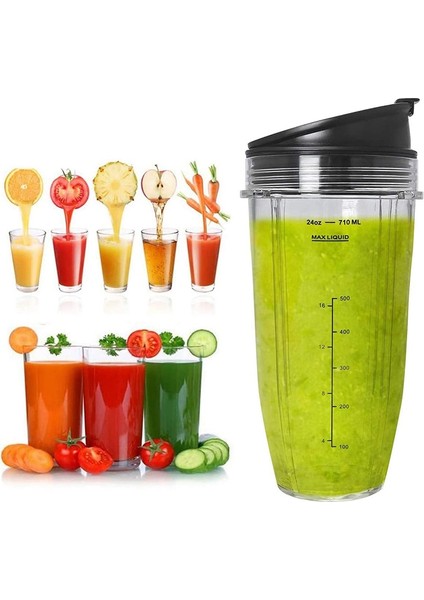 BL450/BL454/BL456/BL480/BL481 Nutri Ninja Auto Iq Serisi Blenderlar Için 2'li Yedek 24 Oz'luk Kapaklı Bardak (Yurt Dışından)