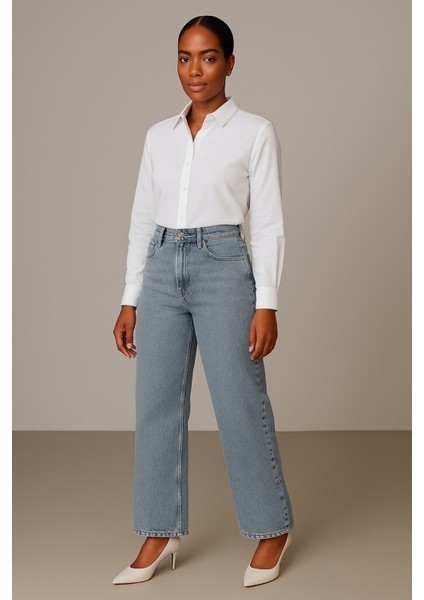 Cedy Denım Kadın Palazzo Yüksek Bel Cotton Jean Pantolon modelleri