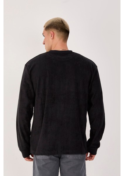 %100 Pamuk Erkek Bisiklet Yaka Oversize Fitilli Kumaş Uzun Kol Sweatshirt fiyatları