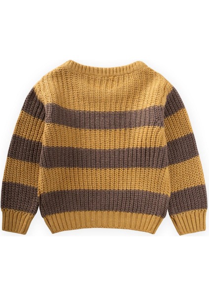 Selanik Çizgili Triko Kazak 2-8 Yaş Hardal Sarı indirimleri