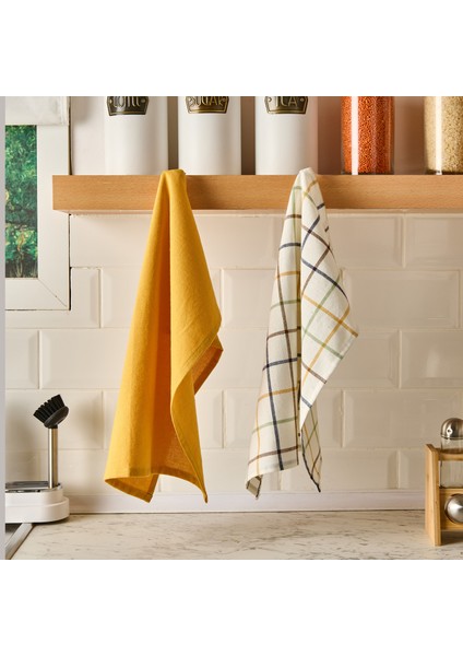 Myhome Umea 2'li Kurulama Bezi - Hardal - 45X45 cm