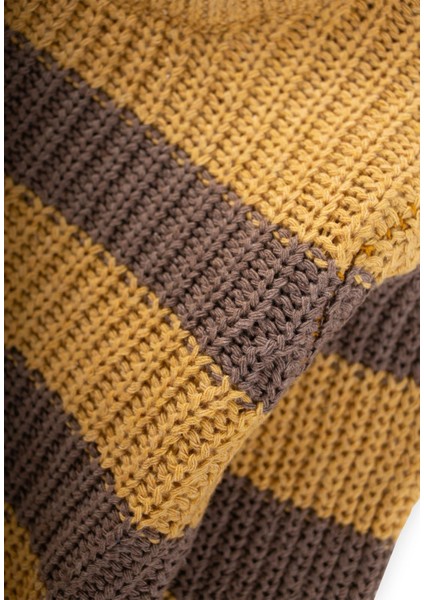 Selanik Çizgili Triko Kazak 2-8 Yaş Hardal Sarı modelleri