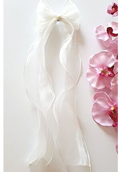 Petek Kadın Uzun Tül Fiyonk Toka Beyaz Renkli Şık Aksesuar 35-40 cm Uzunlukta fiyatları