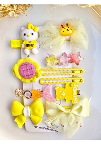 Hello Kitty 10'lu Çıt Çıt Toka Seti Sarı Renkli Kadın Aksesuarı fiyatları