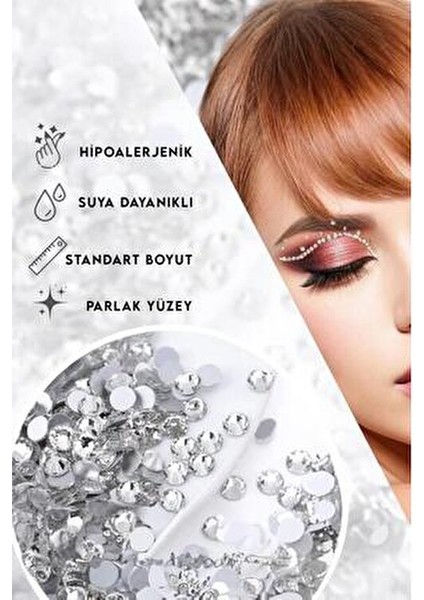 Kendinden Yapışkanlı Gümüş Elmas Model Taşlar 6MM Kadınlar İçin Şık Süsleme