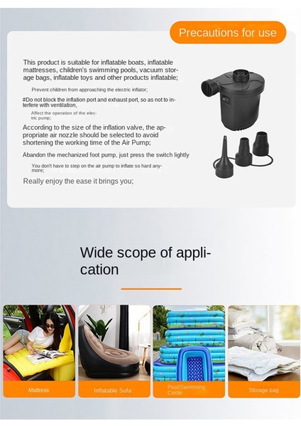 Vakum Depolama Torbaları Için 3 Nozul ile 50W Elektrikli Hava Pompası Hava Yatakları Yüzme Halkaları Eu Fiş (Yurt Dışından) indirimleri