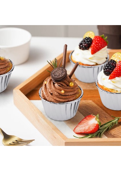 50PCS Alüminyum Folyo Kek Bardakları Tek Kullanımlık Çörek Astarları Pişirme Fincanları Alüminyum Kek Ucu Tava Ramekin Tutucuları Küçük Puding Fincan (Yurt Dışından) indirimleri