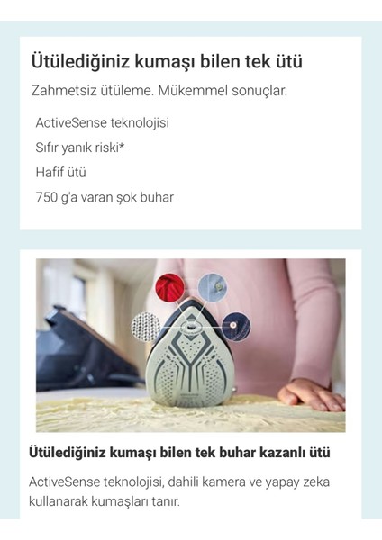 9 Bar Perfectcare 9000 Serisi Kumaş Tanıma Özellikli Taban Kameralı Premium Buhar Kazanlı Ütü, 3100WATT, 750G Güçlü Buhar + Lambader (Onerous) fiyatları