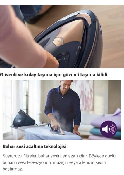 9 Bar Perfectcare 9000 Serisi Kumaş Tanıma Özellikli Taban Kameralı Premium Buhar Kazanlı Ütü, 3100WATT, 750G Güçlü Buhar + Lambader (Onerous) fırsatları